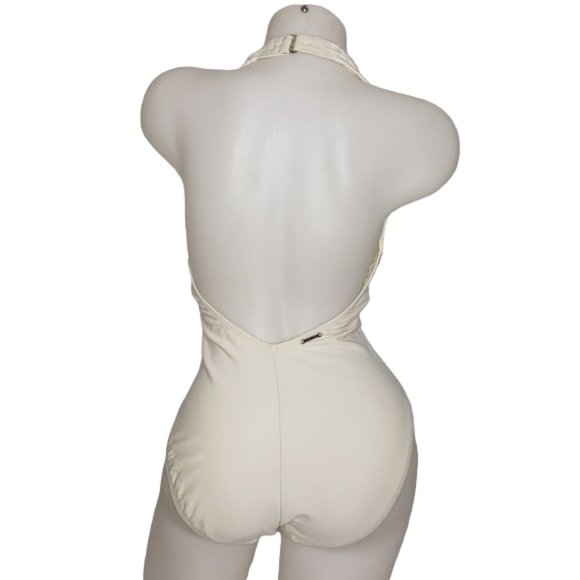 ANNE COLE DEEP PLUNGE WHITE ONE PIECE SWIMSUIT SIZE 12 - Picture 2 of 15